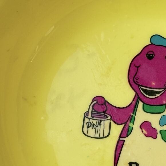 Vintage 1992 Barney The Dinosaur Melamine Dinner Set Plate Spoon Bowl T67 - Picture 4 of 9